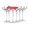Krosno Champagne Coupes & Glasses | Set of 6 | 8.1 oz | Harmony Collection | Perfect for Home, Restaurants and Parties | Prosecco Glass | Dishwasher Safe | Lead-Free Crystal Glass