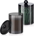 XIPENGKEJI Qtip Holder Set - Stylish Apothecary Jars with Lids for Bathroom Organization | 10oz-12oz Black Canisters