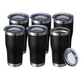 HASLE OUTFITTERS 20 oz Tumbler Bulk, Stainless Steel Tumblers with Lid, Vacuum Insulated Tumbler, Double Wall Tumbler Cup, coffee mugs, Black, 6 Pack