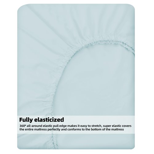 HBHLFZ King Fitted Sheet Only, Soft Breathable Bottom Sheet - 78"x80" Deep Pockets King Size Fitted Sheet - All Around Stretch Fit, Wrinkle Resistant, Colorfast - Easy Care, Light Blue