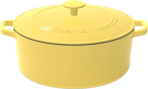 Cuisinart Enameled Cast Iron Round Casserole - 7-Quart in Vibrant Yellow for Versatile Cooking