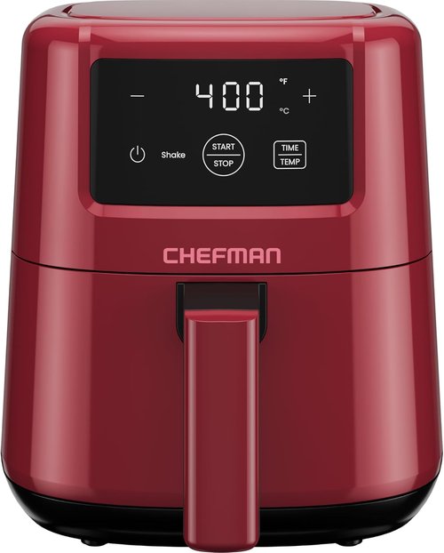 CHEFMAN 2 Qt Mini Air Fryer - Compact Digital Air Fryer with Nonstick Basket & Timer | Quick Meals in Red