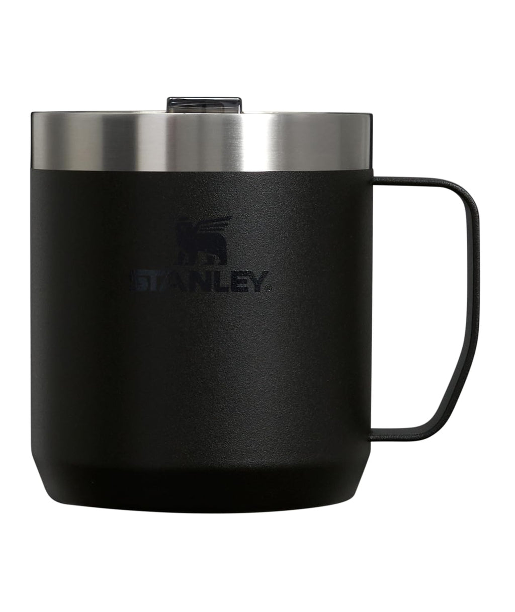 STANLEY Stay-Hot Camp Mug 12 oz | Press Fit Drink Through Lid | Cup for Coffee, Tea and Drinks | Insulated Stainless Steel Coffee Mug | BPA-Free | Black 2.0