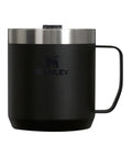 STANLEY Stay-Hot Camp Mug 12 oz | Press Fit Drink Through Lid | Cup for Coffee, Tea and Drinks | Insulated Stainless Steel Coffee Mug | BPA-Free | Black 2.0