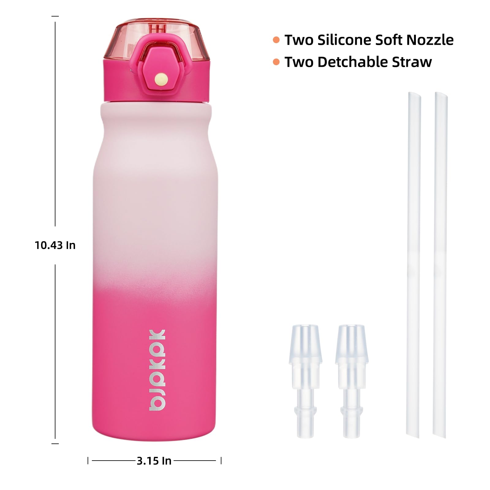 BJPKPK Insulated Water Bottle 25oz Stainless Steel Water Bottles with Straw and Carry Handle Double Wall Metal Thermal Flask