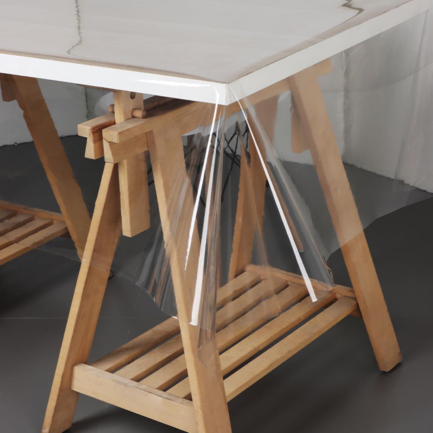 Pioggia Clear Tablecloth Protector Rectangle Waterproof Oil-Proof Plastic Table Cloth Wipeable PVC Table Cover for Indoor and Outdoor (Clear, 60 x 102 Inch)