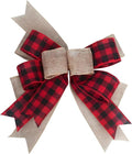 CREATCABIN Christmas Plaid Bow - 9.8 x 8.5 Inch Burlap Ornament for Wreaths, Garlands & Holiday Decor