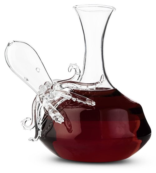 Octopus Tentacle Glass Decanter Handcrafted Decorative for Wine or Whiskey Antique Bronze Finish Statue and Glass Decanter Set 1000 ml, Extraordinary Detail, Kraken Sea - The Wine Savant