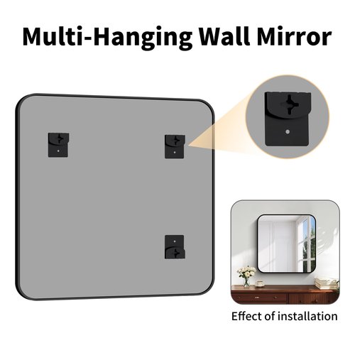 Koonmi Black Framed Bathroom Mirror - 30x30 Inch Shatterproof Tempered Glass Vanity Mirror for Bathroom Sink, Wall Mounted with Matte Aluminum Alloy Frame, No Distortion, Modern Decor