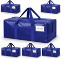 Extra Heavy Duty Large Moving Bags by [Brand Name] - Strong Zipper & Comfortable Handles | Durable Storage Totes for Clothes - Dark Blue (6 Pack)