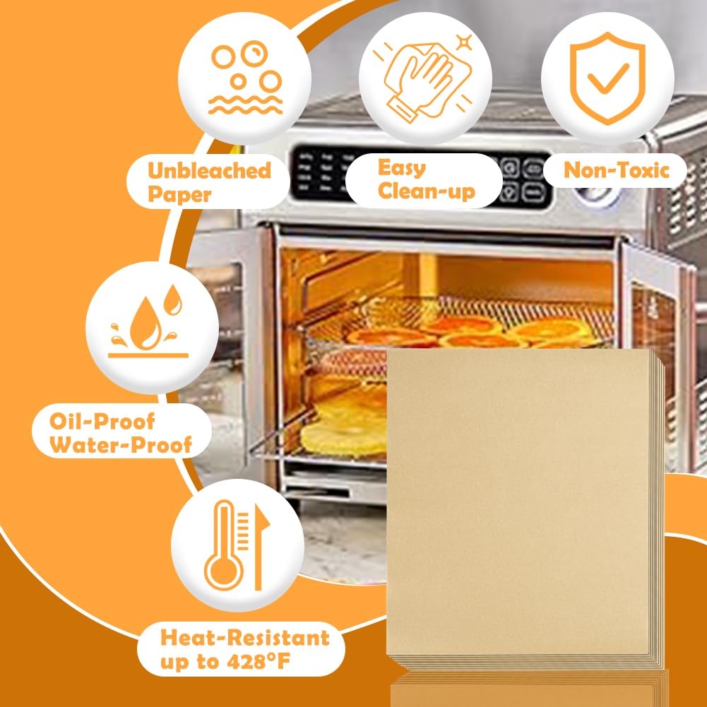 YQL 10x12 Inch 150PCS Disposable Air Fryer Liners, Unbleached Parchment Paper for Emeril Lagasse French Door 360 Air Fryer, Breville/Cuisinart/Hamilton Beach Toaster Oven Accessories