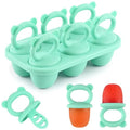HUAKENER Mini Popsicle Molds, Silicone Popsicle Mold for Toddlers, 6-Cavity Ice Pop Molds with Handle for Making Healthy Baby Food, Breastmilk Popsicle (Green)