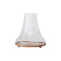 Creative Co-Op Reclaimed Glass Cloche with Mango Wood Base, Natural, Large, Clear