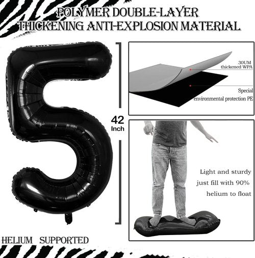 GOER Jumbo 15 Balloons - 42 Inch Helium Foil Decorations for Sweet 15 & 51st Birthday Party (Black)