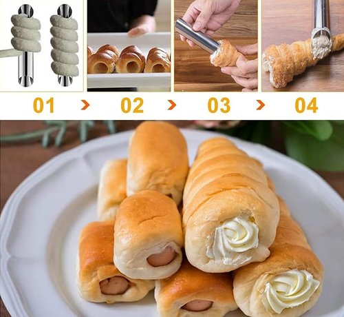COMZPLIFE 12pcs Cream Horn Molds, Stainless Steel Cannoli Forms Tubes Kits, Baking Cones, Roll Horn Forms, Non-stick Baking Molds for Danish Pastry Lady Lock Form, Cream Roll, Croissant(Mix)
