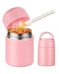 WXXM 10oz Soup Thermo for Hot Food Kids Insulated Food Jar with Spoon Wide Mouth Stainless Steel Lunch Container Leak Proof Vacuum Food Box for School Travel Picnic Pink