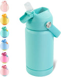 Kerilyn Kids Water Bottle - 12oz Stainless Steel Insulated Cup | Leak-Proof, BPA-Free, Green