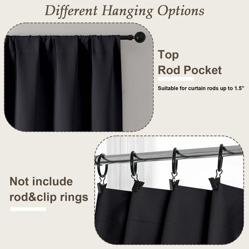 Gwine Black Blackout Curtains for Bedroom 84 inches Long 2 Panels Set, Solid Noise Reducing Thermal Insulated Blackout Curtains for Living Room with Rod Pocket, Each 40" Wx84 L