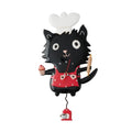 Enesco Allen Designs Cat Wearing Chef Hat Sugar Paws Sculpted Pendulum Wall Clock, 12.6 Inch, Multicolor