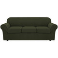 H.VERSAILTEX 4 Piece Stretch Sofa Covers for 3 Cushion Couch Covers for Living Room Furniture (Base Cover Plus 3 Seat Cushion Covers) Upgraded Thicker Jacquard Fabric (Sofa, Olive)