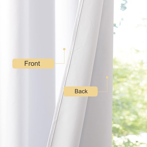 NICETOWN 100% Blackout Window Curtain Panels - Thermal Insulated Drapes, 78" Length, Snow White, Set of 2