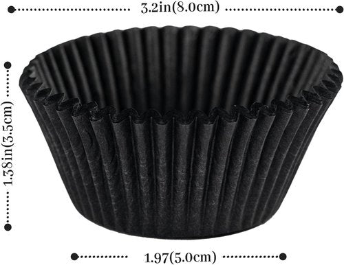 Bake Choice Black Cupcake Liners - 200 Pcs Food Grade Greaseproof Baking Wrappers | Perfect for Celebrations
