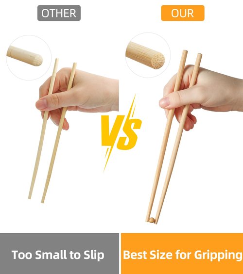LOROTOCO 200Pairs Bamboo Chopsticks Disposable | Individually Wrapped | Bulk | Separated | Round | Premium Quality-（9.45in)
