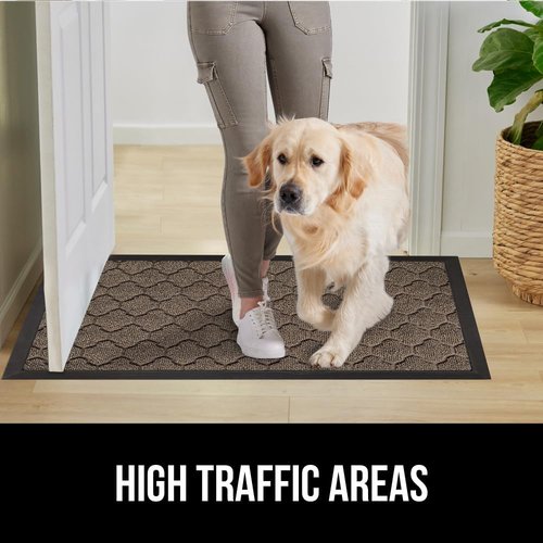 GORILLA GRIP Waterproof All-Season WeatherMAX Doormat - Natural Rubber, Stain & Fade Resistant, 29x17, Latte Quatrefoil