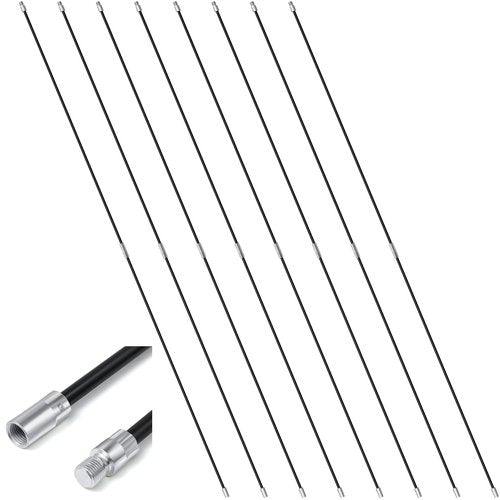 Layhit 8 Pcs 24 ft Fiberglass Chimney Brush Rods Kit Extension Rod Total Fiberglass Chimney Brush Rod for 1/4 Npt Cleaning Hearth Fireplace