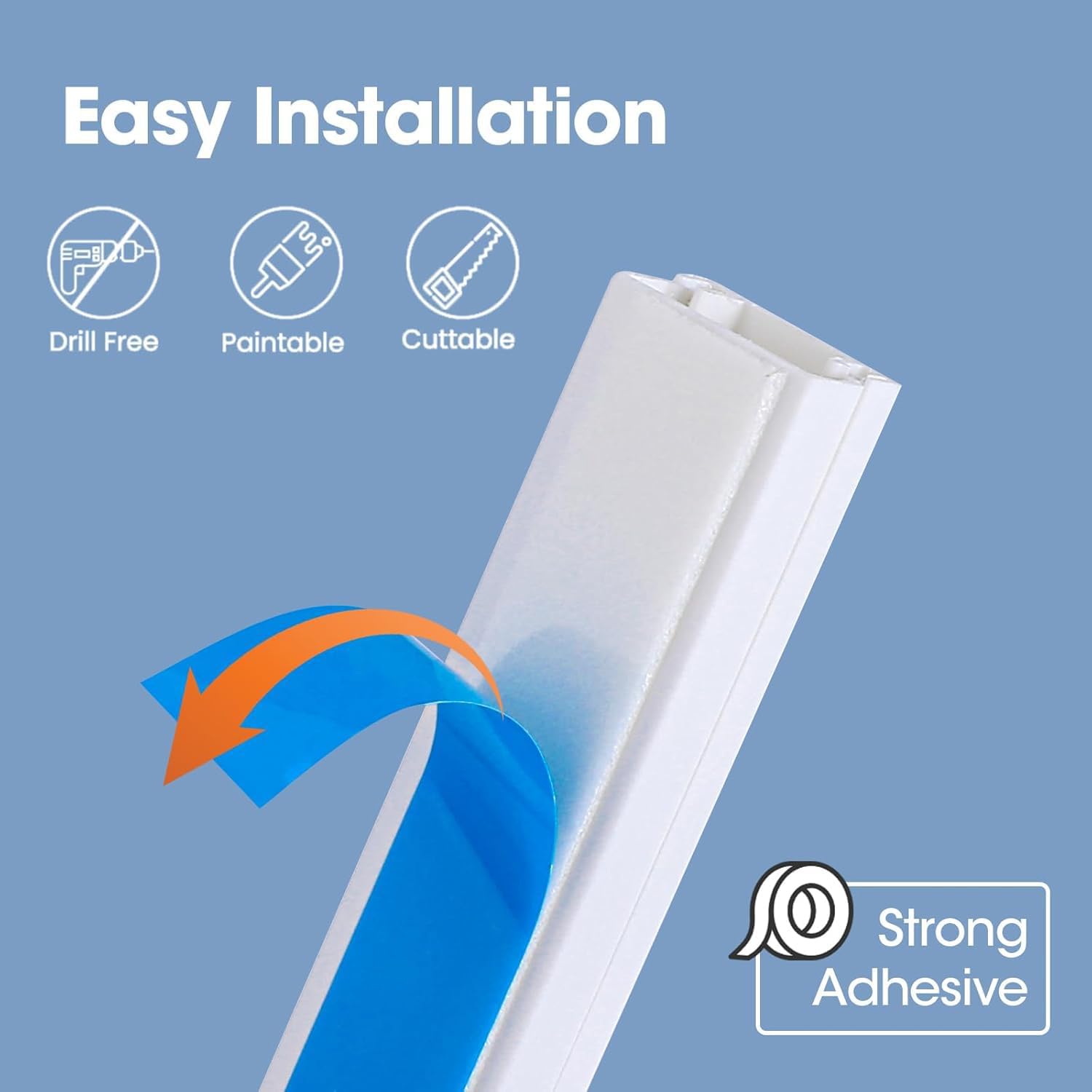 YesBes Cord Hider Kit - 116in Paintable Cable Raceway for Wall-Mounted TVs | White Wire Covers