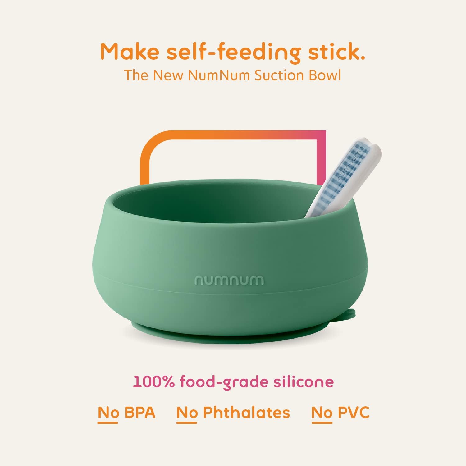 NumNum Baby Bowl & GOOtensils Spoons Set - Suction Bowls for 4+ Months, BPA-Free Silicone, Dishwasher Safe | Green/Blue