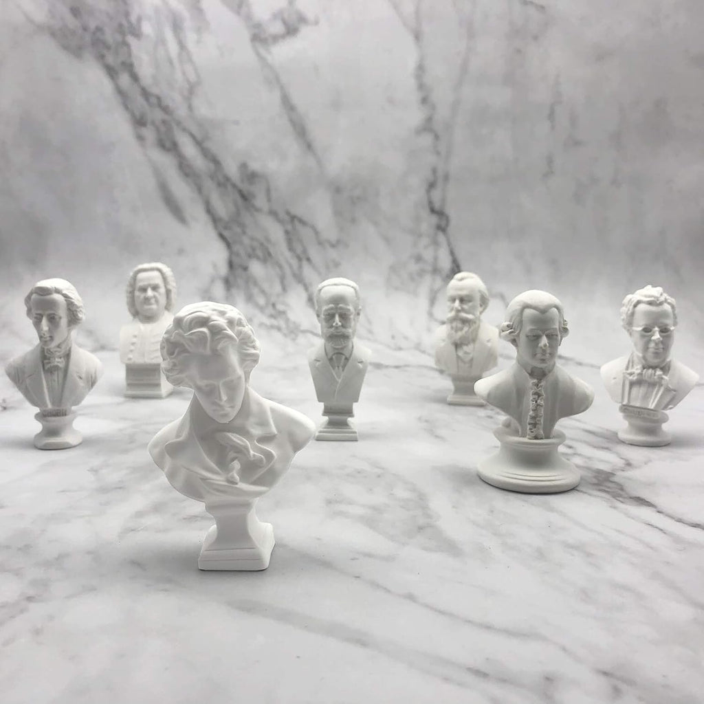 Skiennix Classic Mini 2.7” Greek Bust - Home Décor Resin Sculpture of Beethoven | 7-Piece Music Composers Set