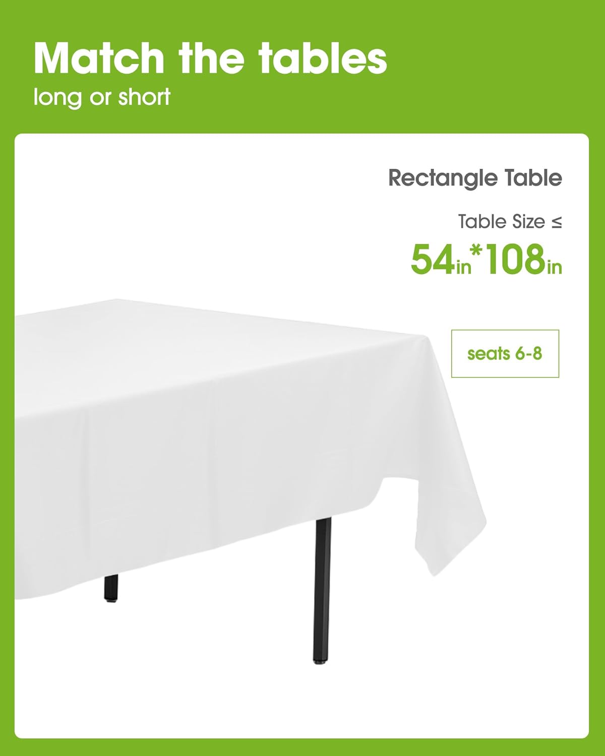 Pureegg Disposable Table Cloths - 20 Pack, 54 x 108 Inch, White Rectangle for Parties & Weddings