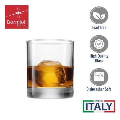 Bormioli Rocco Cortina 6.5 Oz. Whiskey Glasses, Set of 6 - SMALL Lowball Glasses with Weighted Bottom Short Glass Tumbler - Rocks Glass for Scotch or Bourbon Glassware, Made In Italy