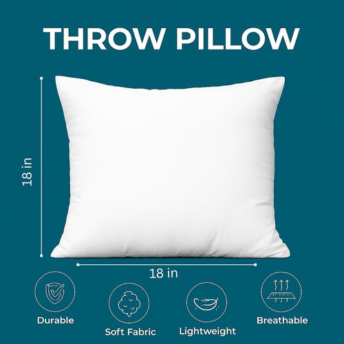 LANE LINEN 18x18 White Throw Pillow Inserts - 4 Pack Fluffy Decorative Couch Pillows for Living Room