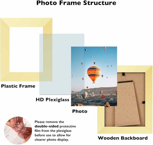 JCJMY Gold 3x4 Picture Frame - Versatile Wall Mounting or Tabletop Display with Shatter-Resistant Plexiglass