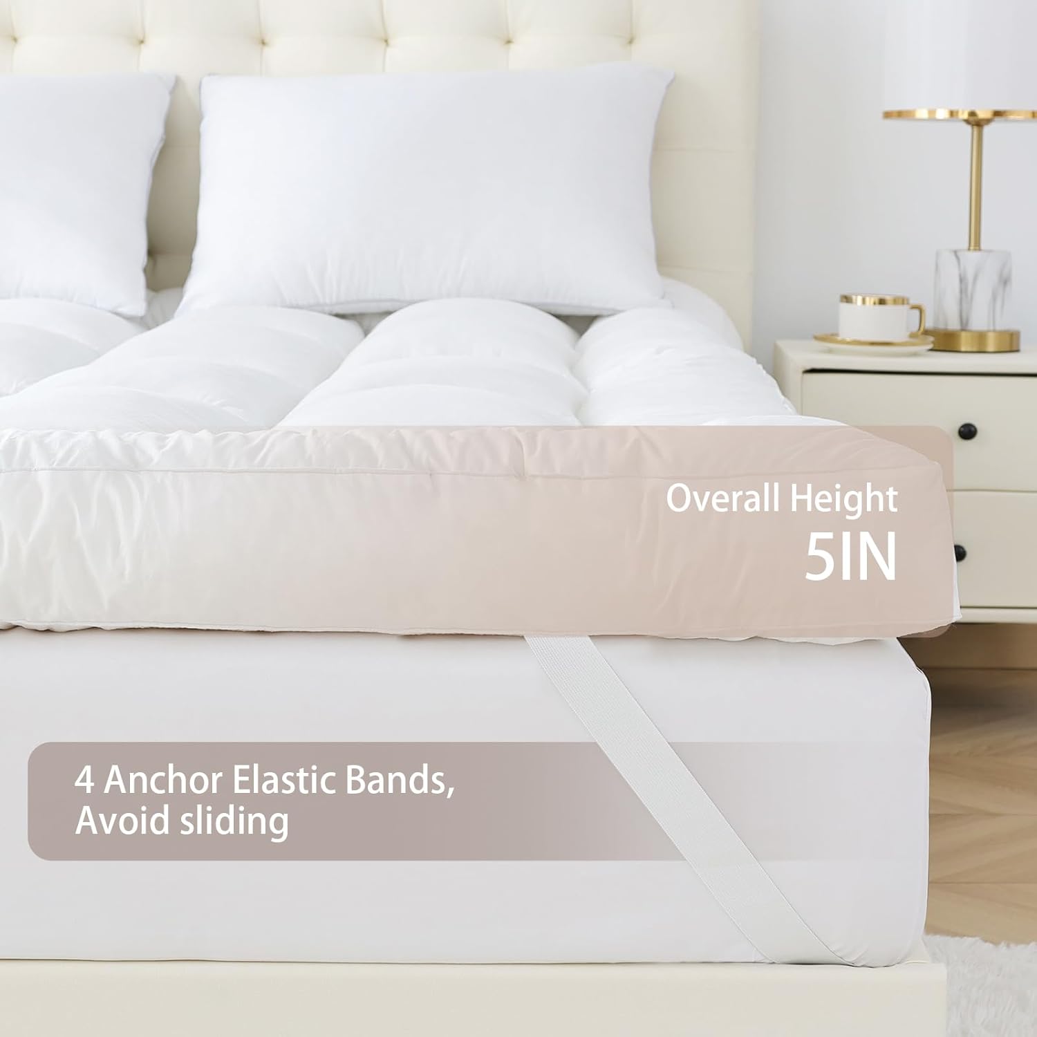 WhatsBedding 5-Inch Memory Foam Mattress Topper - Queen Size for Back Pain Relief | Soft & Breathable Support