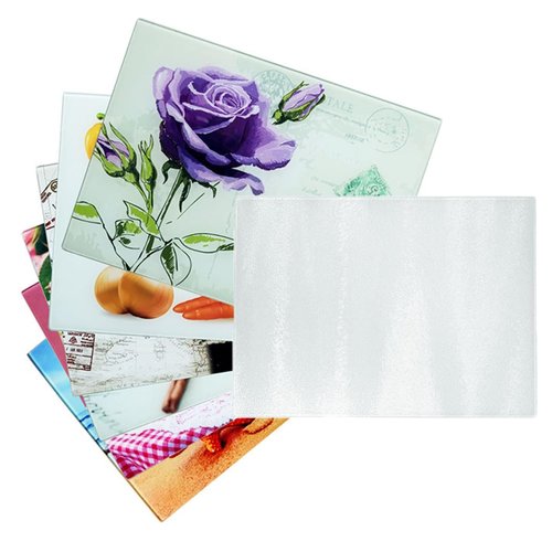 POVOKICI 12 Pack Sublimation Cutting Board Blanks 15" x 11" Tempered Glass Cutting Board with White Glossy Coating for Heat Press Printing
