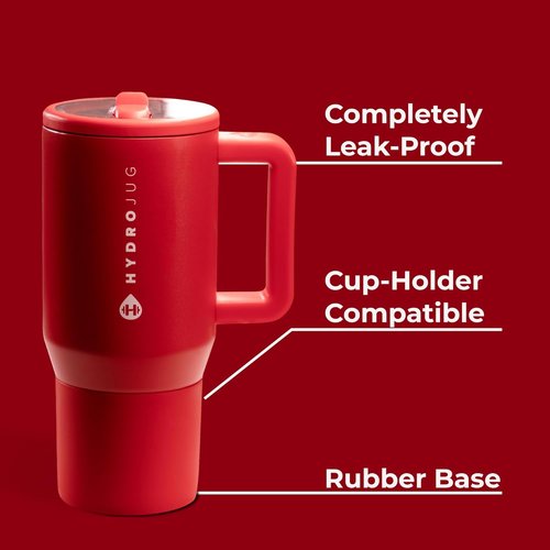HydroJug Kids - 20 Oz Insulated Water Bottle with Flip Straw & Handle | Leak-Proof & Durable | Alumni Red