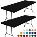 Moosfor Spandex 4 Foot Rectangle Table Cloth 2 Pack, Elastic Fitted Tablecloths for Picnic, Stretch Washable Patio Table Cover for Outdoor, Camping, Banquet and Parties (Black, 30"x48")