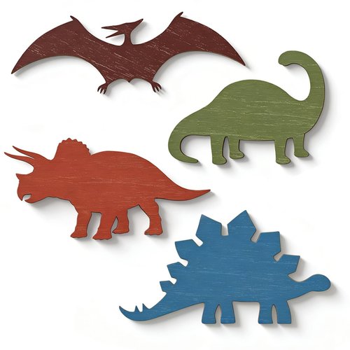 4 Pcs Dinosaur Wall Decors Wooden, Boys Dinosaurs Playroom Wall Decor, Farmhouse Dinosaur Gifts for Home Kitchen Bathroom Office Decoration