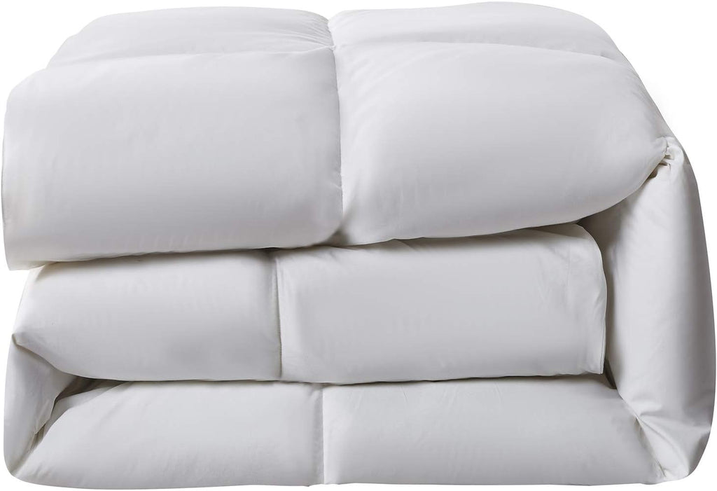 Serta Goose Feather Down Comforter - Luxurious Hypoallergenic Twin Size Duvet Insert | 100% Cotton, Medium Warmth, White 68 x 90 Inch