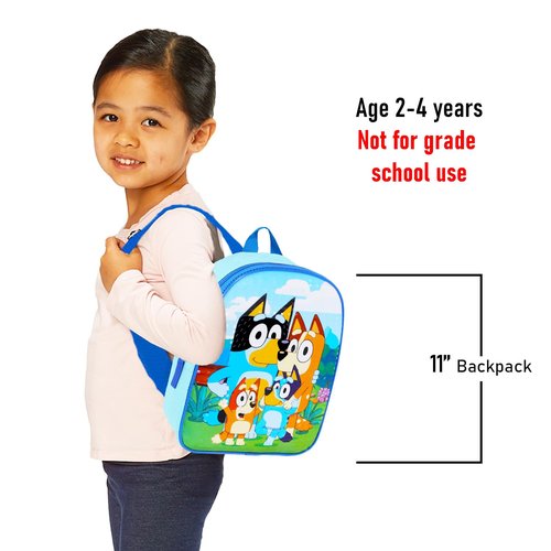 Bluey Mini Backpack for Kids - Bundle with 11" Small Bag for Girls Plus Button | Bluey Backpack Purse Set