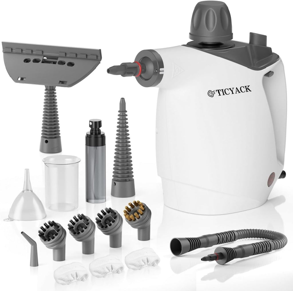 TICYACK Handheld Steam Cleaner - 16 PCS Accessories & Safety Lock - 500ML Capacity for Multi-Surface Deep Cleaning