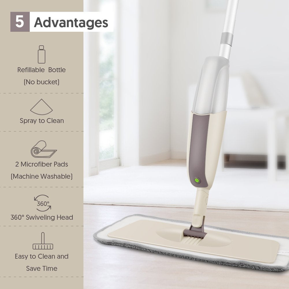 Spray Mops for Floor Cleaning: MEXERRIS Wet Mop with 3 Washable Pads for Swiffer Powermop - Floor Mop with Refillable Bottle - Home Commercial Dust Mops for Hardwood Laminate Ceramic Tiles