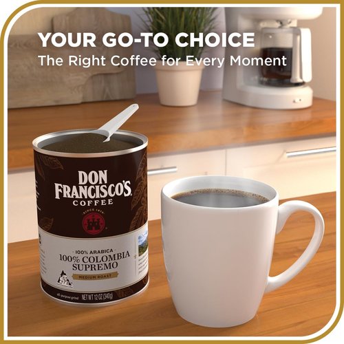 Don Francisco's 100% Colombia Supremo Ground Coffee - Rich & Aromatic Arabica Beans | Family Crafted 12 oz Can