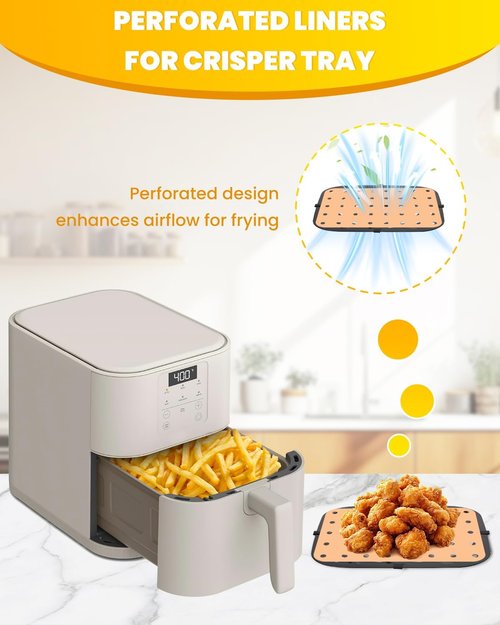 Bella 230PC Air Fryer Paper Liner - Perforated Food Grade Parchment Sheets for Easy Cleanup | Non-Stick, 6Qt