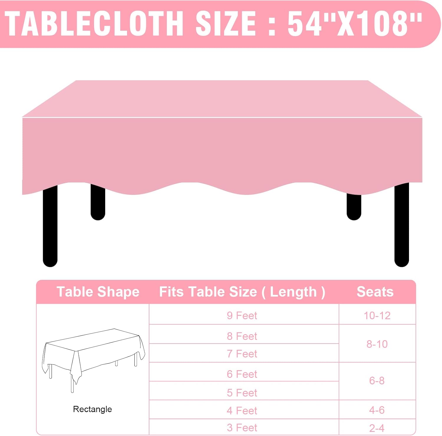 Regine Switzerland 20 Pack Pink Disposable Table Cloths - 54 x 108 Inches for Parties & Events