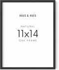 HAUS AND HUES Black Oak Wood Picture Frame 11x14 - Modern Minimalist Wall Art Display - Lightweight & Ready-to-Hang Vertically or Horizontally