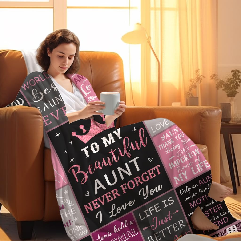 Inmedioor Aunt Blanket Gifts for Aunts from Niece Nephew,to My Aunt Throw Blankets Best Aunts Ever Birthday Gifts Ideas for Aunties 50"X40"